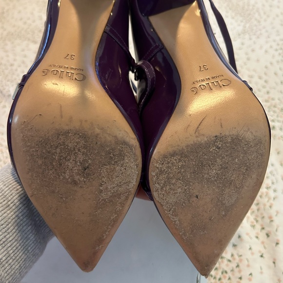Chloe Patent Pointed-Toe Strappy Pumps in Plum - Picture 5 of 5